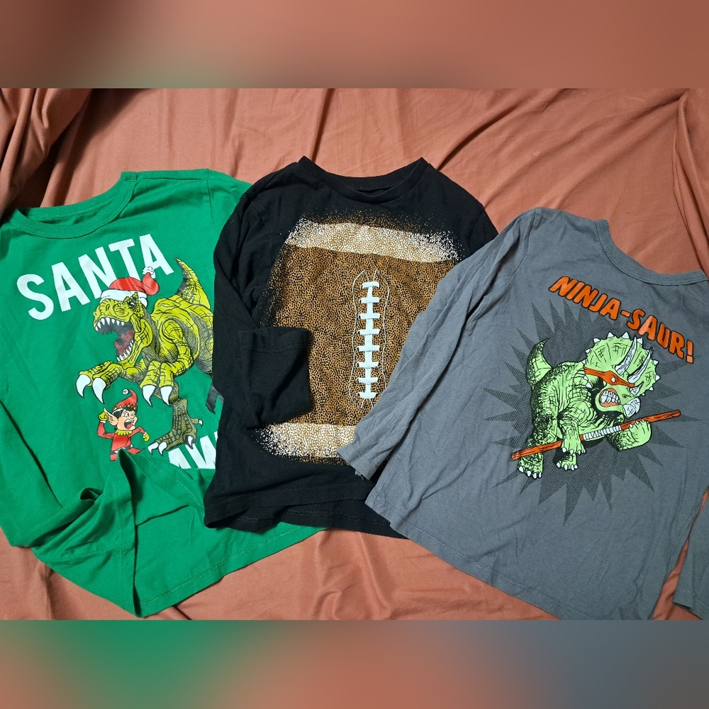 Children's Place Graphic Long Sleeve Shirts - Green, Black, Gray - Size 5/6